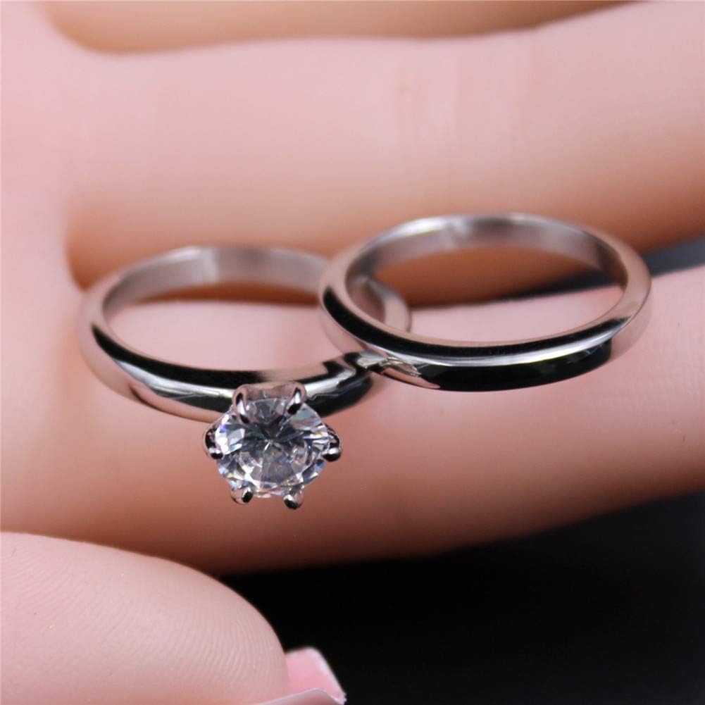 MABELLA Stainless Steel Cubic Zirconia Round Cut Classic Women's Wedding Engagement Bridal Ring Set - Image 5