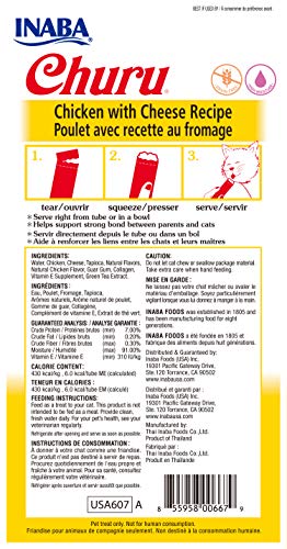 Inaba Churu Lickable Purée Natural Cat Treats (Chicken With Cheese Recipe, 4 Tubes) #TOP1