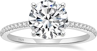 EAMTI 925 Sterling Silver 1.25 CT Round Solitaire Cubic Zirconia Engagement Ring Halo Promise Ring Size 4-11.5
