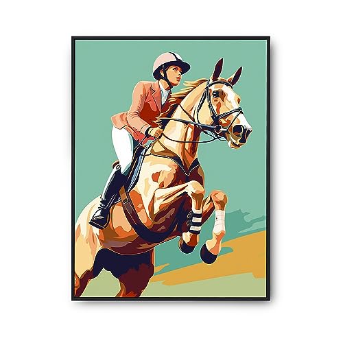 Décoration murale intérieur équitation poster A3 cavalière pour mur chambre