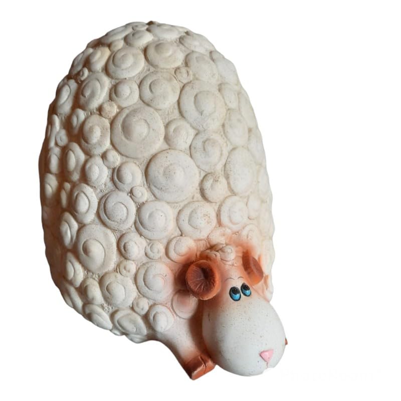 Hucha grande de cerámica 'oveja' con tapón – Altura 18 cm – Monedero decorativo y funcional