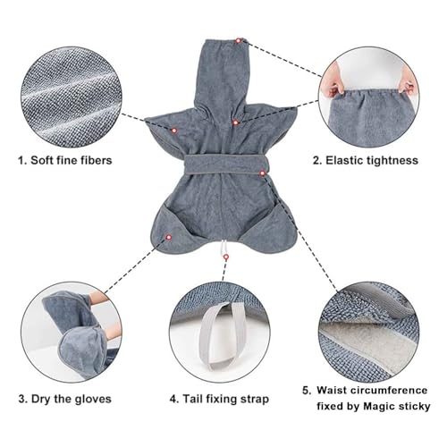 PJDDP Hundebadetuch Extra Saugfahig, Verstellbares Halsband Und Taille Bademantel Gross,Dryup Cape, Geeignet Für Große Und Mittlere Hunde,XL