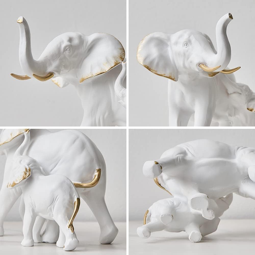XINXUAN Elephant Statue Home Decor, Elephant Brings Good Luck, Used for Bookshelves, Living Rooms, TV Stands and Other Scenes, as a Gift for Women (White Elephant Statue)