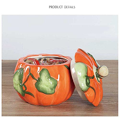 AXB Keramische Pompoen, Keramiek Pompoen Vorm Suikerkom Opslag Jar Canisters Home Decor Halloween Centerpieces - Image 4