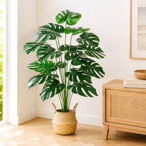 Der Rose 44" Realistic Artificial Monstera Plant with EVA Leaves and Basket - image 2