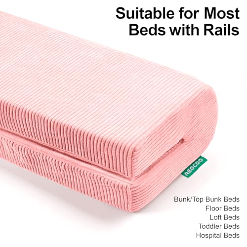 Image of AEOCOO Bed Bumpers for Toddlers, Size 2.3 Ft, Toddler Bed Rail Bumper Protector for Loft Beds & Bunk Beds, Bed Rail Height Extender Bed Guardrail, Anti-Bump | Fall Prevention, Pink