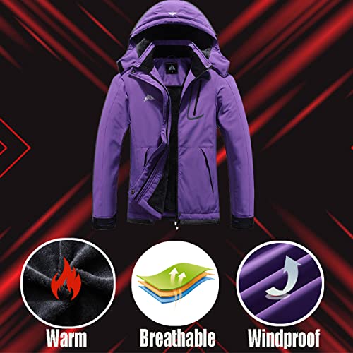 Image of MOERDENG Women's Waterproof Ski Jacket Warm Winter Coat Outdoor Windbreaker Hiking Snowboarding Jacket