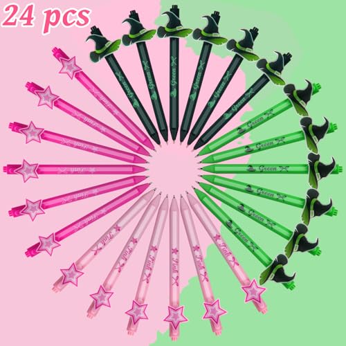 Sayglossy 24 bolígrafos gel princesa y bruja rosa y verde miniatura 2