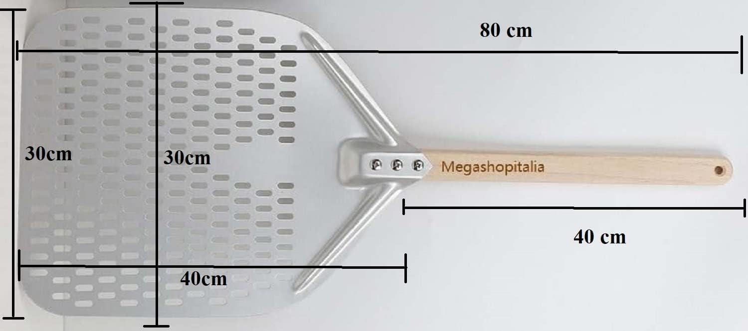 Łopata do pizzy z anodyzowanego aluminium z drewnianą rączką 30 + 40 cm Zdejmowana słodka chleb