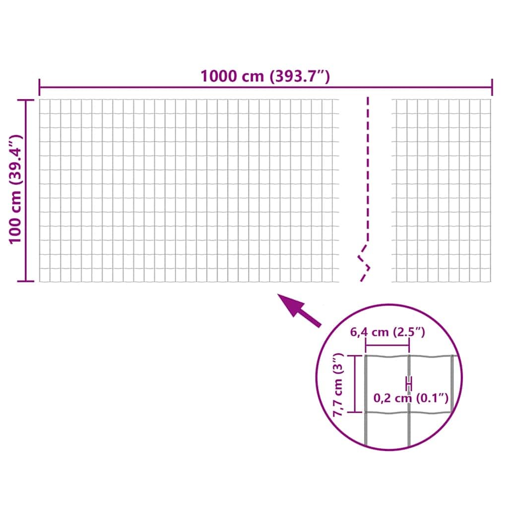 Recinzione Euro in Acciaio 10x1 m Grigia con Rivestimento in PVC per Giardino, Cortile, Terrazzo e Protezione del Parco Esterno, Modulare e Facile da Montare