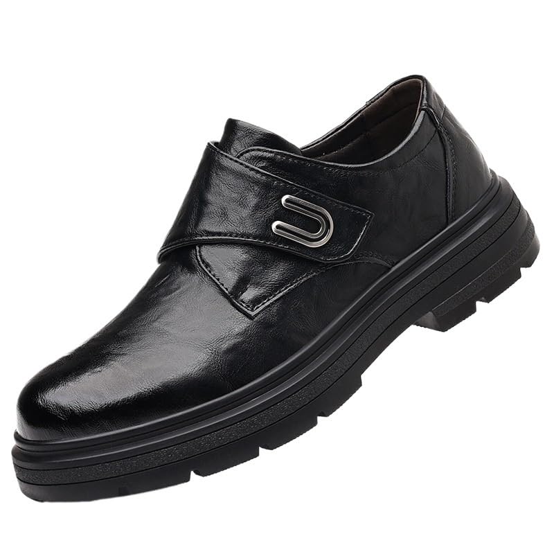 Luxury Slip On Dress Shoes Men Genuine Leather Italian Loafer for Men Black Formal Oxford Men Casual Shoes Heel Non Slip Anti-Slip Low Top Rubber Sole Working