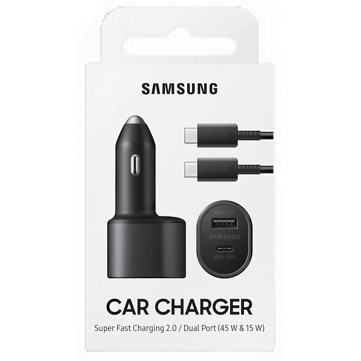 Samsung Caricabatteria da auto doppio super veloce (45W+15W) a doppia porta USB-C e USB-A - Nero - EP-L5300XBEGWW