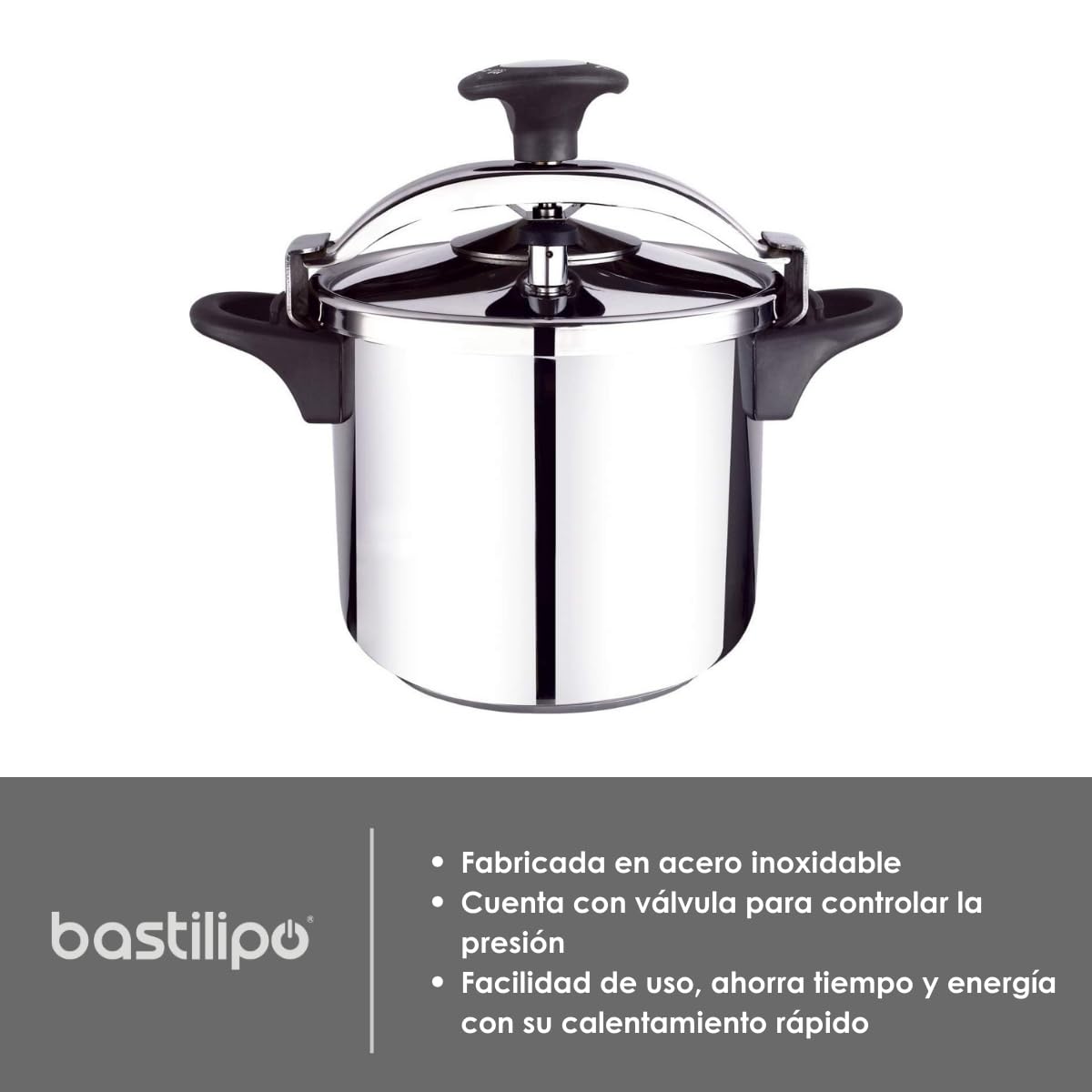 Bastilipo Expres clásica 8 - Olla expres de acero inoxidable - 24 Cm - 8 Litros