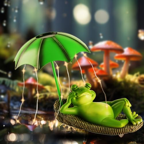 RANJIMA Outdoor Solar Frosch Garten Deko, Lustige Frosch Statue...