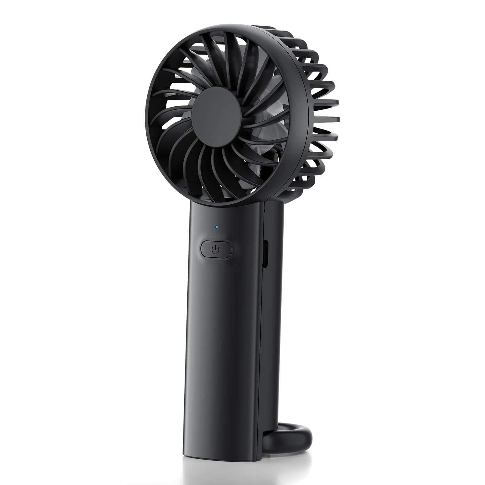Portable Handheld Fan, USB Rechargeable Table Fan with 3 Speeds, Small Fan with Hook, Lightweight and Compact for Home, Office, Bedroom, Travel and Outdoor (Black) Global Recycled Standard Global Recycled Standard Global Recycled Standard