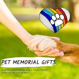 Rainbow Bridge Dog Memorial Gifts – Stained Glass Heart Paw Print Suncatcher for Loss of Dog Sympathy Gift, Pet Remembrance and Dog Passing Away Gifts Rainbow Bridge Dog Memorial Gifts–Stained Glass Heart Paw Print Suncatcher for Loss of Dog Sympathy Gift Pet Remembrance and Dog Passing Away Gifts