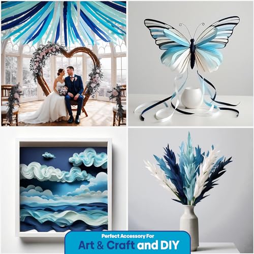 Image of 12 Blue White Streamers, 984ft Pack of Crepe Paper Party Decorations | Each roll is 82 ft long and 1.8 Inch wide ideal for Birthday Party Decor, Graduation Parties and Baby Showers