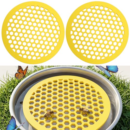 Chsoejuf 2 Pack Floating Bee Island 7.83 Inches Lightweight EVA Foam Bee Waterer Floating Butterfly Bees Feeding Watering Station for Bees Bath Garden Outdoor Decor