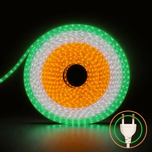 Image of MPROW 10 Meter LED Rope Light | 120 LEDs /Meter Waterproof Strip Light | Cove Light for False Ceiling, Diwali, Balcony & Indoor Decoration (Orange /White /Green, 12)