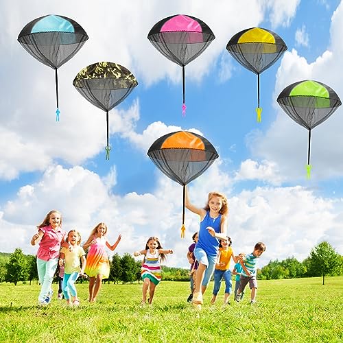 Ainiv 6Pz Juguete de Paracaídas, Paracaidas Infantil, Juguetes Aire Libre Niños Mano Que Lanza el Juguete del Paracaidista, Juegos de Vuelo al Aire Libre, Juguetes de Paracaídas para Niños y Adultos