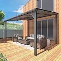 U-MAX 10' x 12' Outdoor Pergola Gazebo, Wall-Mounted Lean to Metal Awnings Gazebos on Clearance for Patio, Large Panel Roof Pergolas and Gazebo for Outdoor Use