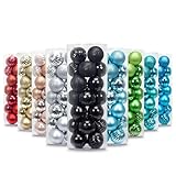 Yoland 2.3''in/28ct Christmas Ball Plating Ornaments Tree Collection for Holiday Parties Decoration (2.3''/28ct, Black)