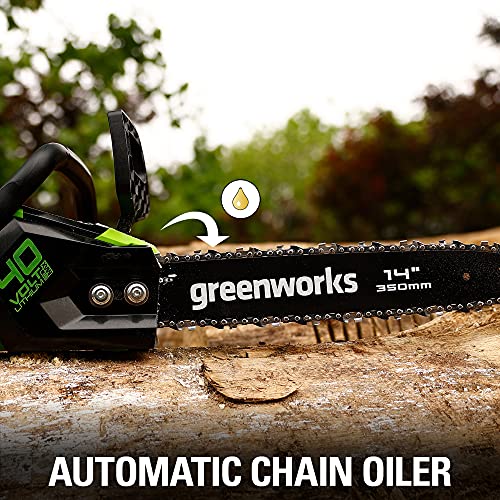 Image of Greenworks 40V 14 inch Cordless Chainsaw, Electric Cordless, (Great For Storm Clean-Up, Pruning, and Camping) Tool only