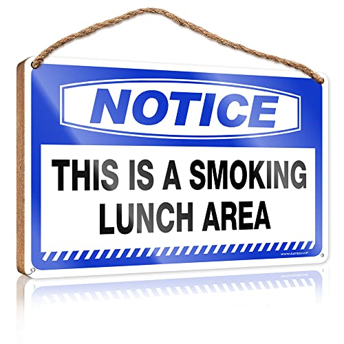 CakJuice - Panel de madera para baño con texto 'This is a Smoking Lunch Area' para cocina, otoño, porche, decoración exterior (20 x 30 cm)