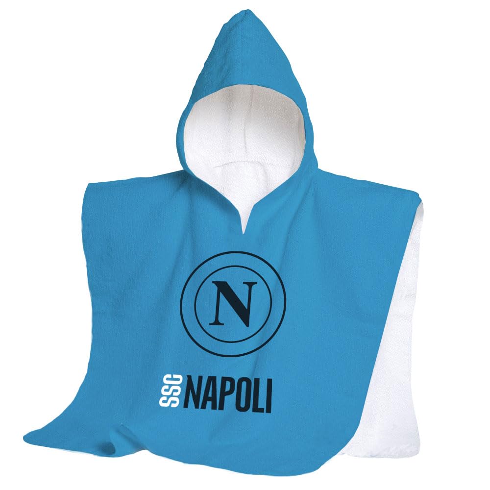hermet SSC Napoli Beach Towel with Hood, Children's Beach Poncho, 60 x 120 cm, Beach or Pool Towel, 100% Soft Cotton