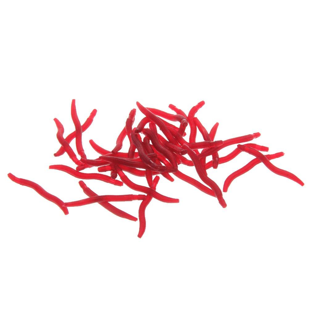 Pack of 50 Red Earth Worm Soft Lure Bait Great Imitation Realistic Movement-image-18