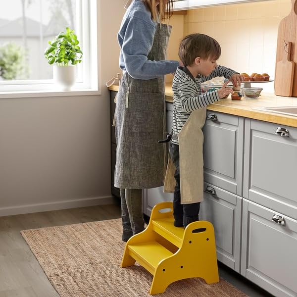 TROGEN Taburete infantil amarillo, 40x38x33 cm