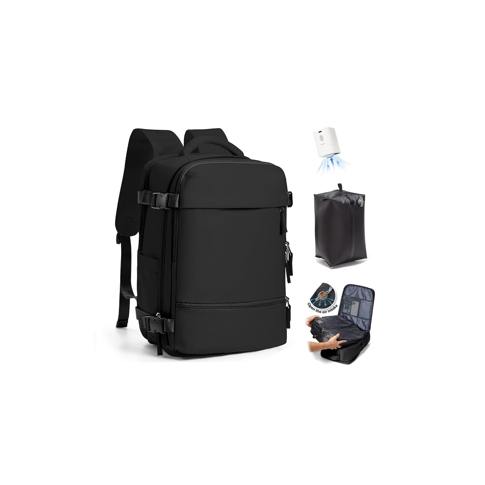 SZLX Zaino A Vuoto Con Pompa Donna, Zaino Ryanair 40x30x20 Sottovuoto Zaino da Viaggio Ryanair Wizzair, Ryanair Viaggio Ruscksack Dimensione Cabina Con Pompa Impermeabile Uomo Valigia A Vuoto