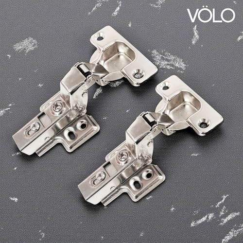 Image of VOLO Cabinet Hinges, Set of 1 (2 Pieces) for Furniture, Wardrobes, Doors, and Storage Units | (2D Soft Close (Mild Steel), 15 Crank | Inset)