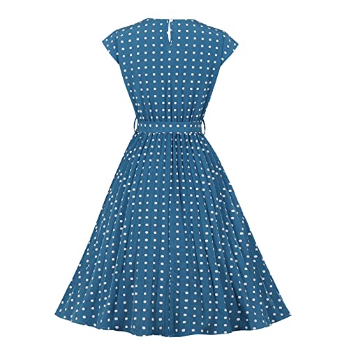 Wellwits Women's Cap Sleeves Pleated 40s 50s Vintage Dress2
