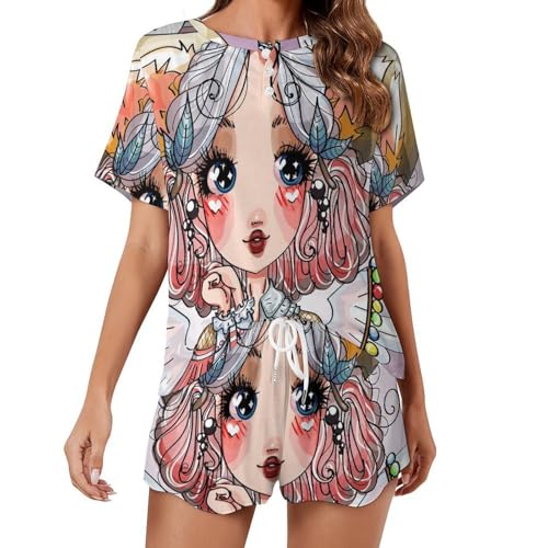 Ensemble de pyjama pour femme Ailes Lapin vêtement de nuit été léger sleepwear