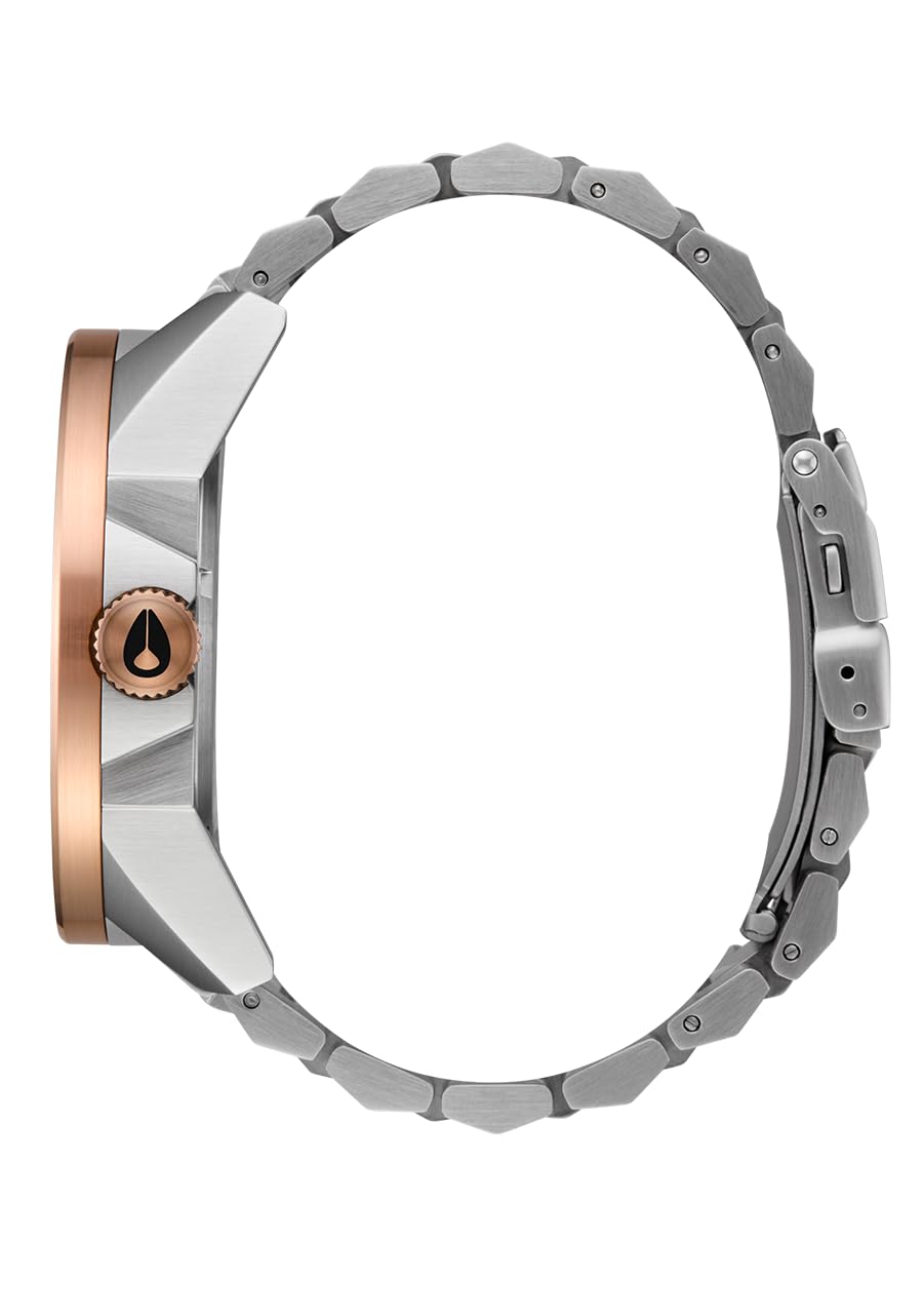 Nixon Corporal męski zegarek na rękę, analogowy kwarc, stal nierdzewna, 48 mm, bransoletka ze stali nierdzewnej, srebrny/pomarańczowy, 10 bar, kolor tarczy: czarny, A346-5383-00