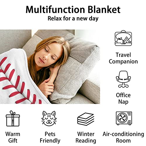 Custom Baseball Throw Blanket for Boys Girls - 40x50 Inches Crib Size - Soft Fluffy Cozy Blankets Gift - White Sports Blanket Throws for Travel, Office