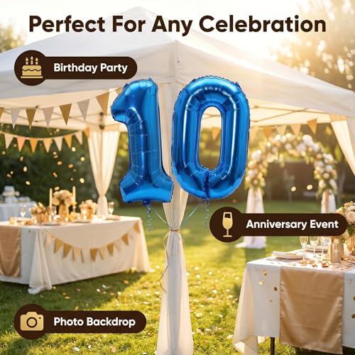 Image of YPSelected 32 Inch Large Foil Helium Number Balloon Birthday Wedding Party 0-9 (Blue, 0)