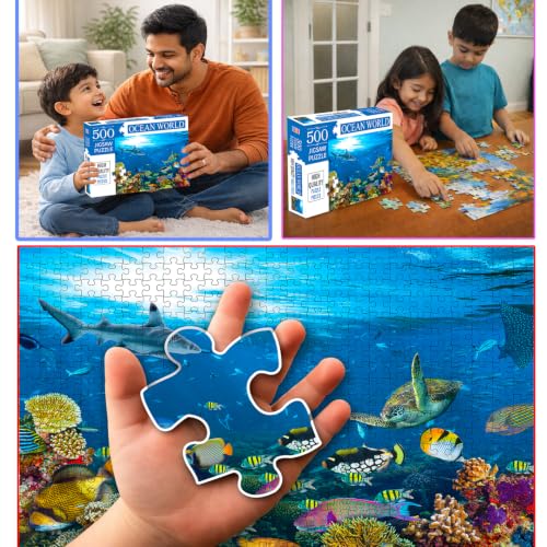 Image of Ocean World Jigsaw Puzzle, 500 Pieces, Underwater Marine Life Theme