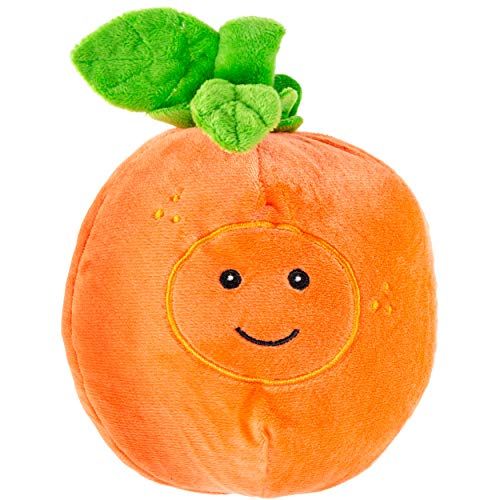 Giftable World Pet Plush Pet Toy Fruits, Cupcakes, Ice Creams, Mug with Squeaker Dog Chew Toy (6' Tangy Orange)