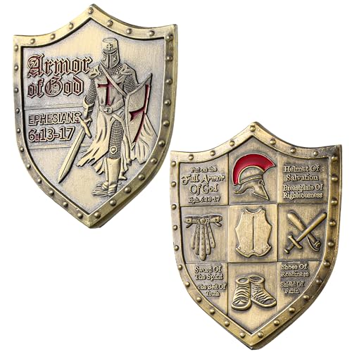 Challenge Coin, Armor of God, Ephesians 6:16-17, Religious Challenge Coins, Bible Coin, Christian Gifts
