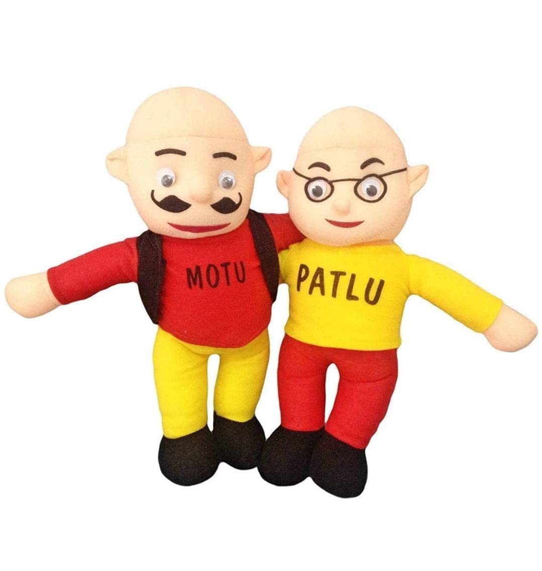 CHIRKUT Motu Patlu Cute Stuffed Plush Soft Toy for Kids Lovable Huggable Perfect Present for Birthday, Babies & Children || Size: 35cm, Color: Red, Yellow