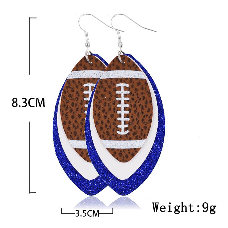 Lightweight Glitter Leather Football Earrings Multilayer Leather Football Baseball Drop Earrings for Women Funny Sports Game Jewelry2