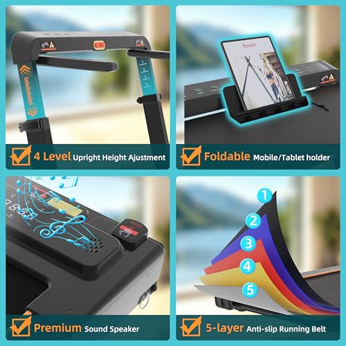 Image of Under Desk Incline Walking Pad Foldable Home Treadmill Removable Tray