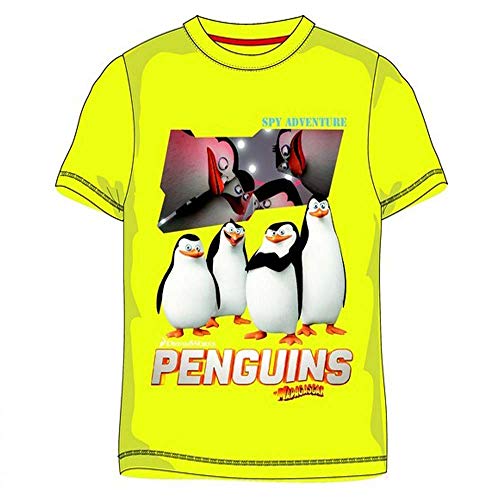 Camiseta Madagascar amarilla de algodón de manga corta para niño con impresión de pingüinos de Madagascar amarillo, talla Color amarillo. 122 cm Cover