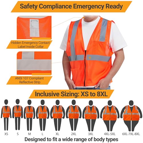 Image of AYKRM 2 Pocket Mesh High Visibility Reflective Safety Vest for men & Women ANSI /ISEA 107 Standards