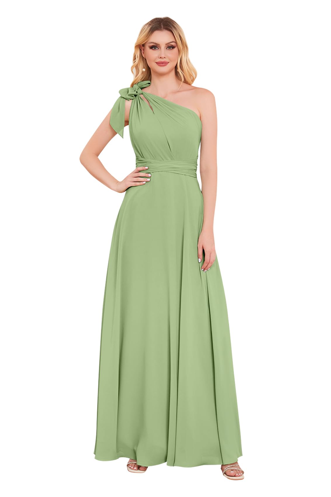 Maggcif One Shoulder Bridesmaid Dresses For Wedding With Pockets