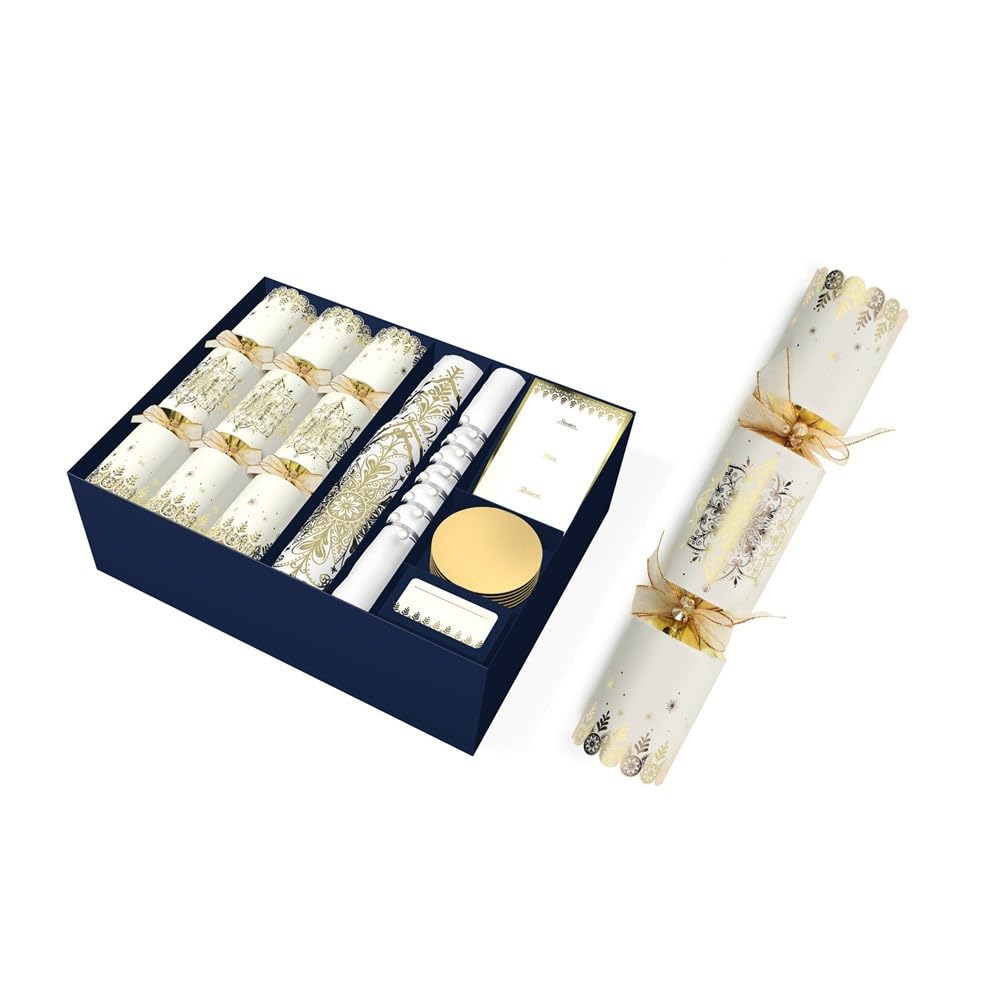 Star Online 6 Chairman's Choice Luxury Christmas Cracker Eco Friendly Box With Gold Foil Placemats,Napkins, Menu Cards and Place Cards