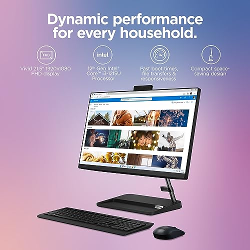 Image of Lenovo IdeaCentre AIO 3i - All in One Desktop - PC Computer - Mouse & Keyboard Included - 21.5 inch FHD Display - Windows 11-8GB Memory - 256GB Storage - Intel Core i3-1215U