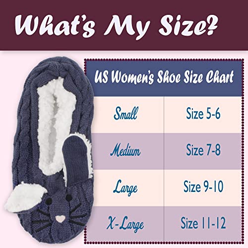 Image of BambooMN Adult Women Super Soft Warm Cozy Fancy Yarn Slippers Non-Slip Lined Socks, Indoor Comfy House Slippers, 3 Pairs